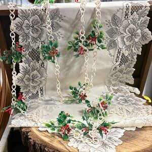 Festive Holiday Garland with Greenery and Red Accents 1960’s plastic